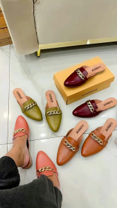 Sepatu wanita kulit papirut garut model Tutong sol flat
