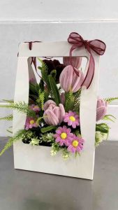 Hoa hồng bằng kẽm nhung cao 40cm ngang 20cm