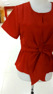 Blouse Merah Polos Model Pita Depan & Bahan Kosibo Tebal