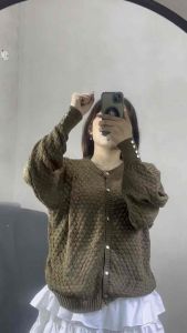 Popcorn Outer Inara/ Cardigan Wanita korea tebal/ Outer rajut inara