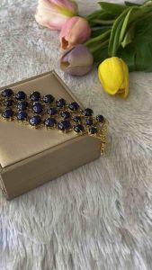 🔥สร้อยข้อมือไพลินพลอยแท้ ไพลินหลังเบี้ย (สินค้ามีชิ้นเดียว)เครื่องประดับแท้ มีใบรับประกัน