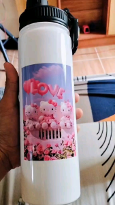 ReignFlask Vacuum Flask 650ml with Rope Silicone and Carabiner Accessories. Features map design and scenic image. Ideal for outdoor activities.