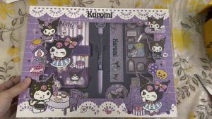 Cute Stationery Set with Anti-Proof Magnet Lock Notebook Post-It Ruler Tape & Stickers | Kuromi & Melody Designs