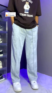 Mens High Qualit Cotton Baggy Sweatpants Wide Leg Sweatpants