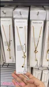 Kalung titanium Aksesoris Wanita Huruf A-Z Cube Anti Karat dan luntur Korean Style A01-A26