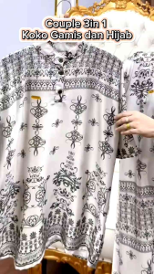 Baju Couple Lebaran Terbaru Koko Gamis Set Hijab Full Armani Silk
