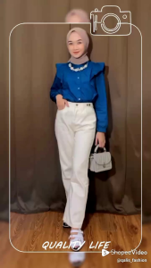 Zia Blouse Kemeja Rempel Atasan Wanita  Linen Rami