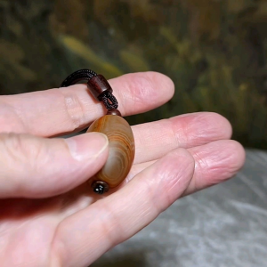 Tibetan Sardonyx good transparency Natural Eyes 3 Eyes Da Luo Dzi pendant [Natural Crystal] 西藏天然玉化缠丝玛瑙天眼三眼达洛天珠