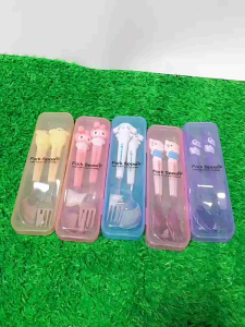 OHHDEER Cartoon Spoon Fork Hello Kitty Kuromi Cinnamoroll My Melody Tableware Kawaii Kids Gift 勺叉套装