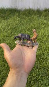 Tượng gốm trâu cày trang trí nhà cửatrang trí sân vườn cây bonsai làm tiểu cảnh làng quê