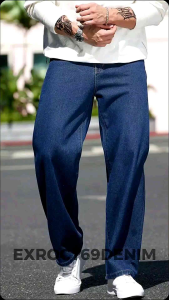 Celana Jeans Pria Loose Pants Korean Style Panjang - EXROCT69DENIM Celana Gombrong Pria Panjang