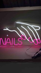 ป้ายไฟ ป้ายไฟร้าน ป้ายไฟตัวอักษร ป้ายไฟวิ่ง ป้ายไฟทำเล็บ ป้ายไฟLED NAILS(50x30cm）