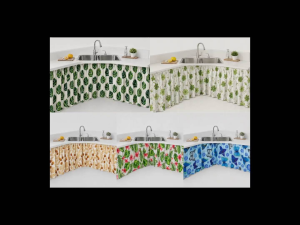 Amandas sink curtain 30x60 inches for undersink decoration with leaf floral and butterfly patterns.