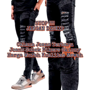 Celana Jeans Pria Biker Ripped Polos - Celana Panjang Jeans Pria Sobek Full Biker Size 28-33