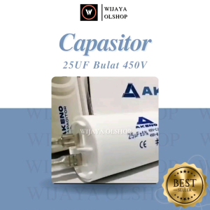 Kapasitor Capasitor 25uf 450VAC Bulat Colok - Kabel/AKENO