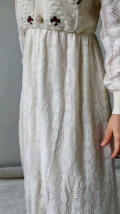 85000 Sherya Embroidered Long Sleeve Knitted Dress Gaun Rajut Vintage Retro Style