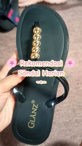 SANDAL JELLY KARET JAPIT MATA HITAM GOLD L1001