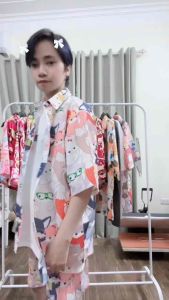Bộ quần áo đi biển bộ hoạt hình sơmi đi biển cáo nhỏ