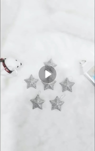 6 PCs Christmas tree Star pendant/3D Gold glitter star ornaments with hanging loops