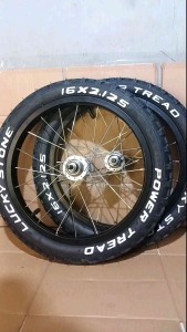 Roda sepeda 16 in 16 x 2.125 tinggal pasang Roda sepeda 16 x 2.125 Lucky stone siap pakai UNIVERSAL sepeda anak/dewasa