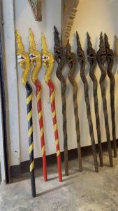 ไม้เท้า ไม้ครูพ่อปู่ นาคราช ไม้เท้าพญานาค งานไม้สักแกะสลัก (มี 4 แบบ) ยาว 120 cm.