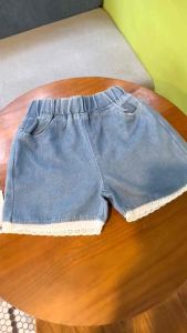 [2-8th] CELANA PENDEK JEANS ANAK PEREMPUAN 2-8 tahun MOTIF RENDA PUTIH BAHAN TEBAL PREMIUM BAJU KIDS GIRLS ANAK CEWEK CELANA PENDEK RENDA
