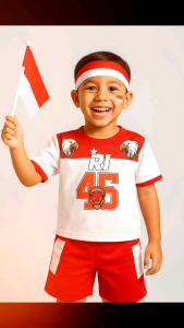 Setelan Baju Merah Putih Anak Kemerdekaan Untuk Anak Usia 1-8 Tahun