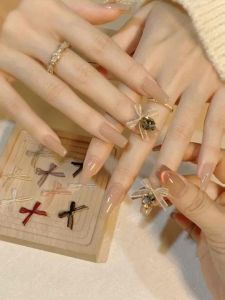 Túi phụ kiện nơ lụa trang trí móng tay nail mix nhiều màu dễ thương lên móng rất xinh
