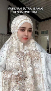 Mukena Stelan Mukena Sutra Jepang Renda Hias Swarovski Eksklusif Mewah