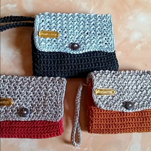 Dompet koin/kartu rajut terbaru 3 ruang