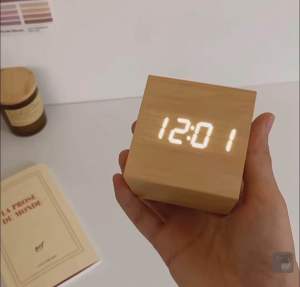 SG Digital Wooden Square Alarm Clock With Timing Temperature Battery Operated or Adapter Powered