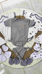 18 Pcs / 3in1 / Jumper Set Topi dan Sartaki Bayi Baru Lahir Terbaru Baby Newborn 0-6 Bulan