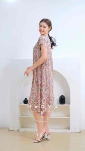Baju Daster Homedress Rumahan Bahan Rayon Viscose Premium Motif Bunga Karakter Burung Hantu Floral Flowers Pastel V Neck Mocaca