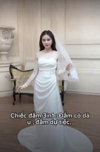 Đầm maxi cưới TRIPBLE T DRESS tay dài ren mi cao cấp - size S/M/L - MS255Y