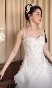 Đầm maxi mặc cưới TRIPBLE T DRESS 2 dây xoắn bèo sang trọng - size S/M/L