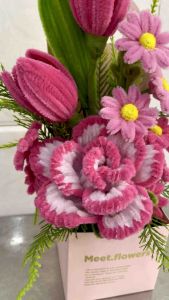 Quà tặng - Hoa kẽm nhung hoa hồng cao 30-35cm