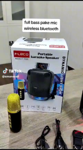 Speaker Bluetooth Karaoke Mic Wireless Fleco F-830 Super Bass