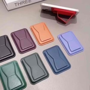 Universal Card Holder Bracket Leather Wallet Magnetic Ultra-thin Folding Phone Holder Stand Magnetic with Card Slot
