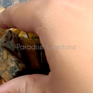 BATU ASLI Bahan Lempengan Akik Telor Kodok Motif Unik