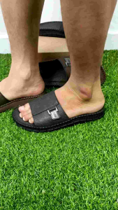 Dép nam quai ngang thời trang DTX01 hai màu nâu xám trẻ trung đế doctor may viền thủ công chắc chắn