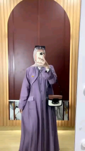 Gamis Polos Polo Linen - Safiya Dress Polos Busui - Polo Linen Grade A Premium | Gamis Casual Lebaran Modis Mewah Simpel Elegan Cantik Busui Kancing Depan Jumbo Tasikmalaya Bahan Adem Lembut Kokoh