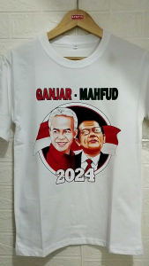 Kaos Ganjar Mahfud Lengan Pendek Pria & Wanita Katun Combed 24s