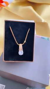 Kalung Oval Diamond Panjang Gold CXB558