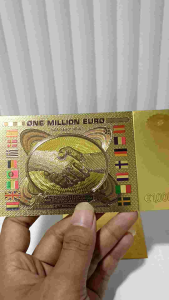 Uang Gold Foil 1000000 Euro Emas Plus Fodder dan Sertifikat