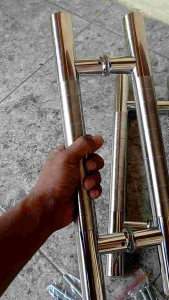 Handle pintu baut tembus bulat motif bambu dof glosy panjang 45cm 60cm 80cm 100cm