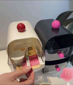 Desktop Double Layer Drawer Storage Box Lipstick Sundries Storage Box Cosmetics Storage Rack茶包咖啡零食置物架台面多功能杂物多层办公室桌面收纳储物架
