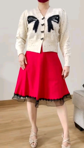 ●ECLAIRE● 003 Cardigan Outer Luaran Lengan Panjang Longsleeves Pita Ribbon Kasual Korea mode Natal Import 39002