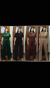 All in One Terno Casual Cotton Spandex - Black - Short Sleeves - Loose Fit - Indoor Setting