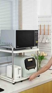 Adjustable Stainless Steel Microwave Oven Rack Stand Shelf Holder Kitchen Supplies Tableware Storage Counter Space Saver Cabinet Organizer