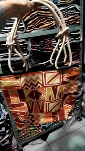 Totebag printing tali kepang motif etnik/tribal/monstera/souvenir/oleh-oleh/sekolah
